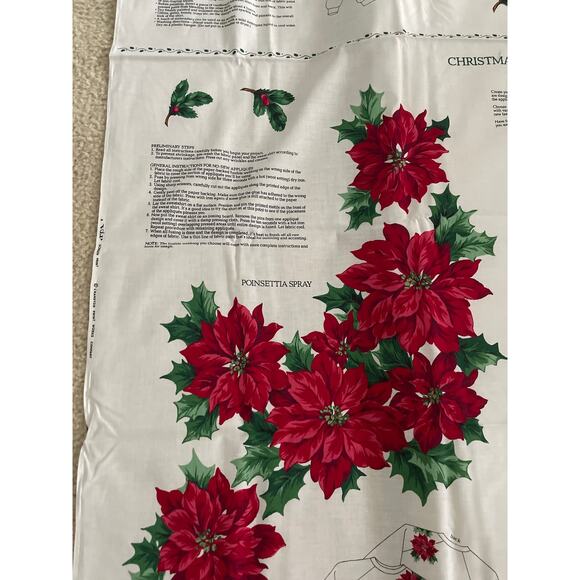 Vintage Christmas Greenery Wearable Art craft fabric panel - Picture 2 of 6